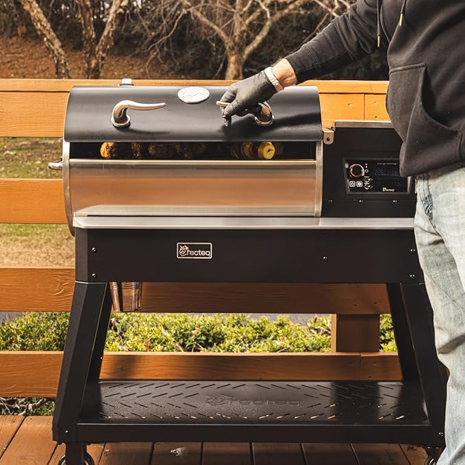 recteq Patio Legend 400 Pellet Smoker, Pellet Grill with Wifi & App Connectivity, Outdoor Smokers Grills, Wood Pellet Grills, Temp Range 180° to 700+°, Smoker Grill + Grilling Basics Bundle