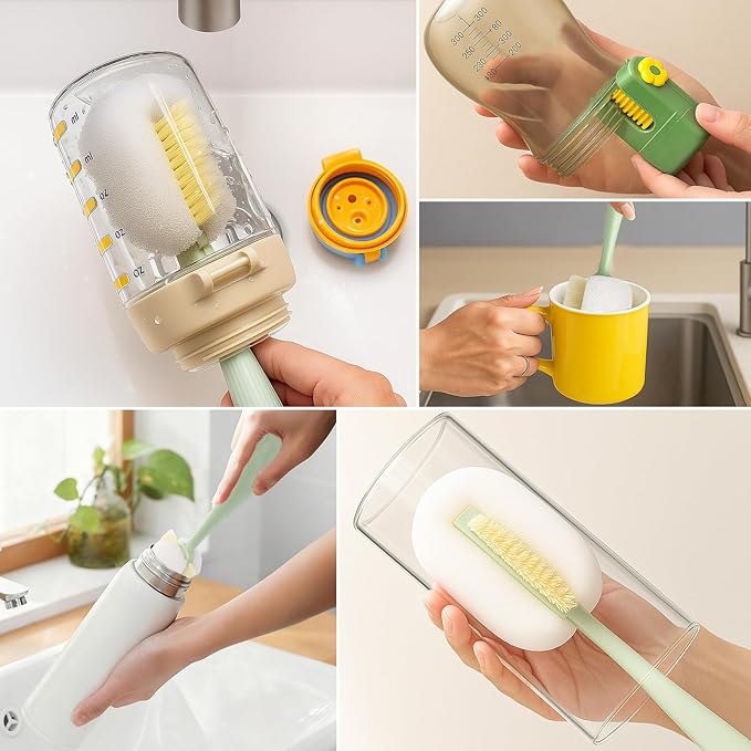 Palksky 5 in 1 Water Bottle Cleaning Brush Set, Multifunctiona Brush and Straw Cleaner for Owala/Stanley/Hydro/Yeti/Simple Modern Cup Accessories