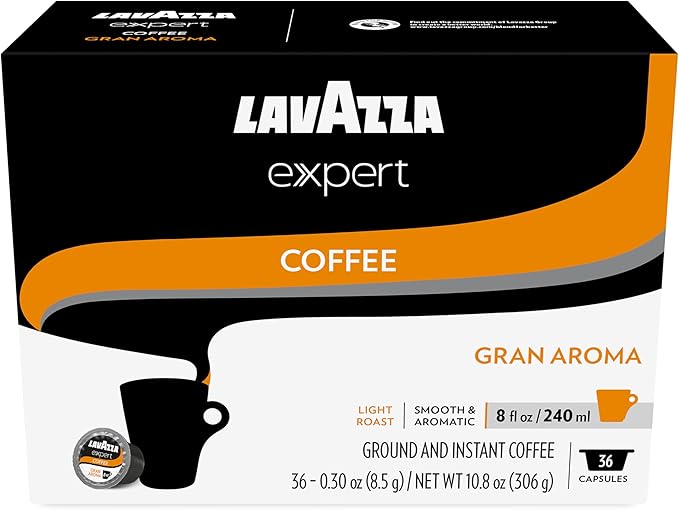 Lavazza Expert Gran Aroma Coffee Capsules, Light Roast, 100% Arabica, Compatible with Lavazza Classy Plus Machine (36 Capsules)