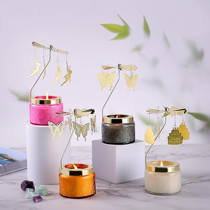 Rotatable Candle, Birthday Gifts for Women, Vanilla Cream Scented Candles Anniversary Christmas Thanksgiving, Butterfly Best Girl, Friends,Mom
