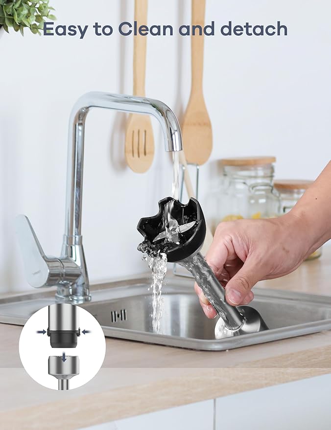 Ganiza Immersion Blender 8 in 1 Hand Blender Max 1000W Heavy Duty Motor, 16 Speed Mode Handheld Blenders Immersion Stainless Steel Sitck Blender Includes 8 Total Pieces