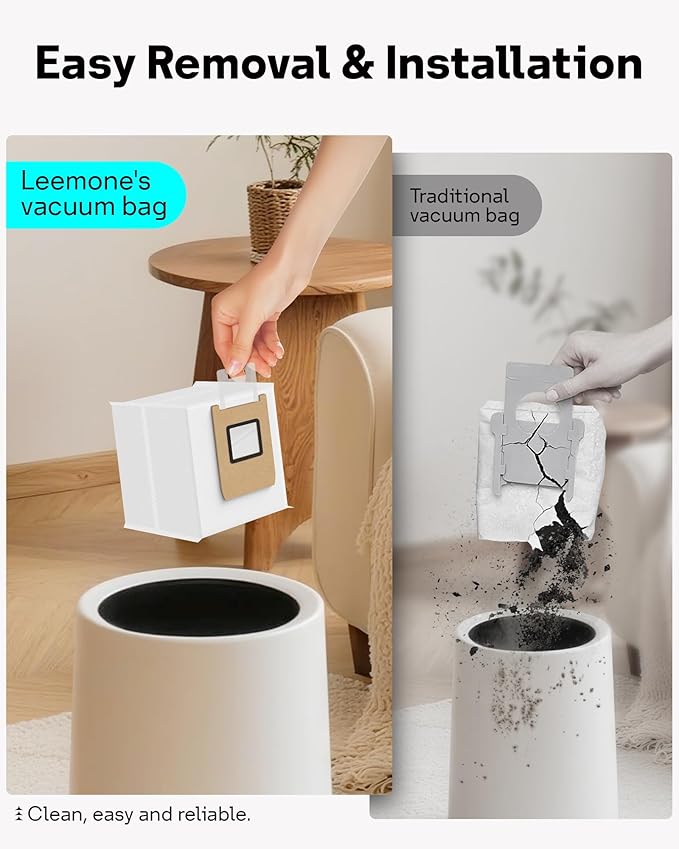 Leemone 12 Pack E25 E28 Dust Bags Compatible with eufy Omni Robot Vacuum E25 E28, 4 Layer Filtration System with Activated Carbon Fabric to Remove Unwanted Odors