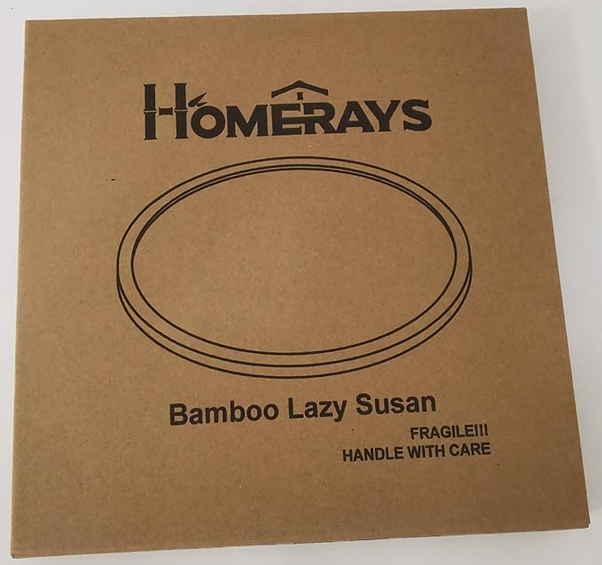 Lazy Susan Organizer Homerays 12 Inch Non-Skid Bamboo Lazy Susan for Kitchen Rotating Spice Rack for Kitchen Cabinet, Wood Turntable for Kitchen Countertop Organizer
