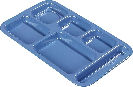 Carlisle FoodService Products Plastic Meal Tray Righ-Handed Heavyweight Lunch Tray with 6-Compartments for Schools, Cafeterias, and Dining Halls, Melamine, 15 x 9 Inches, Sandshade, (Pack of 12)