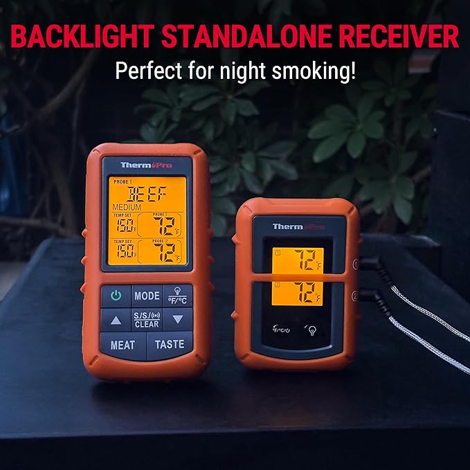 ThermoPro TP20 500FT Wireless Meat Thermometer with Dual Meat Probe, Digital Cooking Food Meat Thermometer Wireless for Smoker BBQ Grill Thermometer Beef Steak Fish Turkey Thermometer