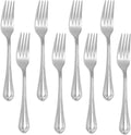 KEAWELL Pearl Edge 8-Piece Premium Fork Set, 18/10 Stainless Steel, Fine Silverware with Mirror Finish, Dishwasher Safe (8, 8" Dinner Forks)