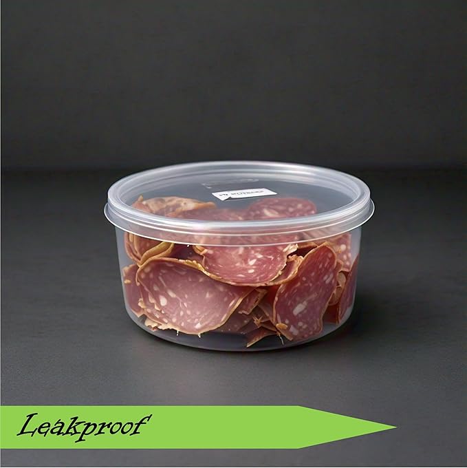 Mr Miracle Deli Containers with Lids - 24 Pack of 16 oz Clear Airtight Reusable Plastic Food and Multi-Purpose Containers - Microwave, Freezer, and Dishwasher Safe
