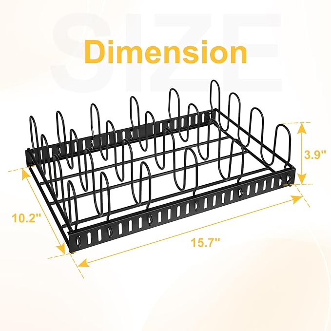 X-cosrack Metal Food Container Lid Organizer&Adjustable 6 Dividers Storage Container Lid Holder Rack for Cabinets, Cupboards, Pantry Shelves, Drawers to Keep Kitchen Tidy,Black(Patent Pending)