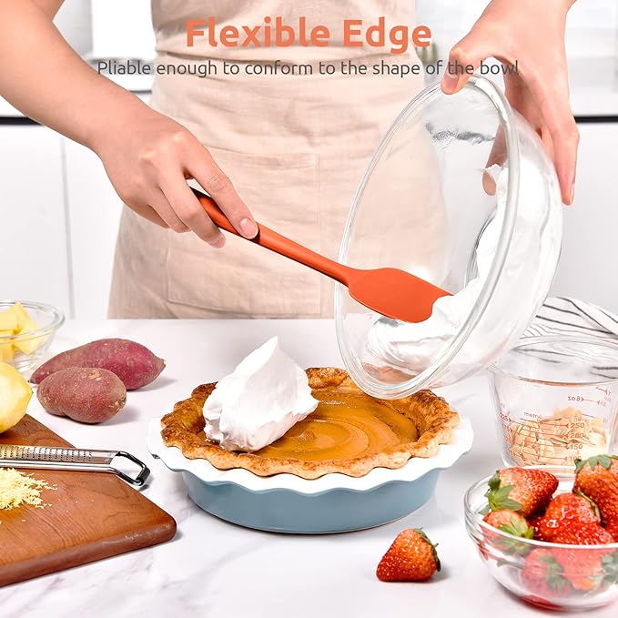 U-Taste Silicone Cooking Spoon Spatula: 480ºF Heat Resistant Food Grade 11.38" Flexible Rubber Kitchen Spoonula, Seamless Pastry Bowl Scraper for Mixing Stirring Scraping in Nonstick Cookware (Orange)