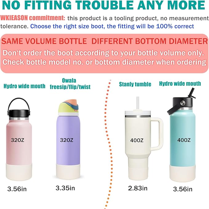 WK IEASON Protective Silicone Base Cover Boot for Hydro Flask Wide Mouth, Anti-Slip Silicone Sleeve Bottom Bumper As Hydro Flask Water Bottle Accessories-3.56inch Bottom Diameter