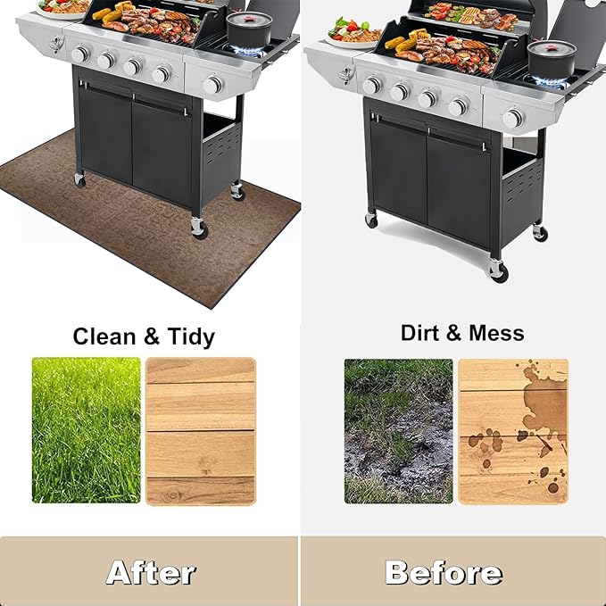 BBQ Grill Mat for Outdoor Grill, 51 x 36 inches Heavy Duty Thickened Under Grill Mats, Oil-Proof Waterproof Floor Protector for Deck and Patio