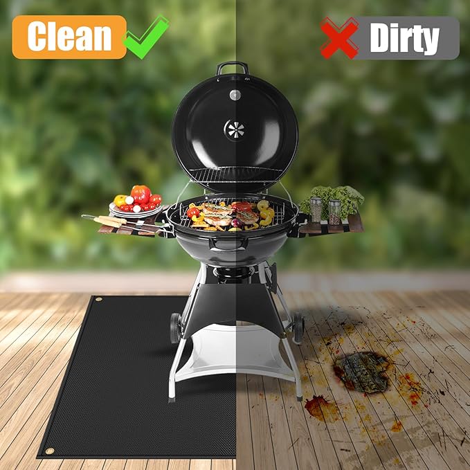 TOHONFOO 60 x 48 in Under Grill Mat for Outdoor Grill - Fireproof BBQ Mats for Grilling to Protect The Deck, Patio, Pavers - Easy to Clean Indoor Fireplace Mat - 0.6mm