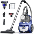 Aspiron Canister Vacuum Cleaner, 30Kpa Bagless Vacuum Cleaners, 3.7QT Large Dust Cup, Double HEPA Filter, Retractable Cord, 1600W Lightweight Vacuum Cleaner with 5 Tools for Hard Floors, Navy