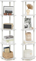 Furinno Turn-N-Tube Corner Shelf Set of 2, 5-Tier Corner Bookshelf, Open Storage Shelves, for Organization and Storage, Living Room, Home Office, Garage, White