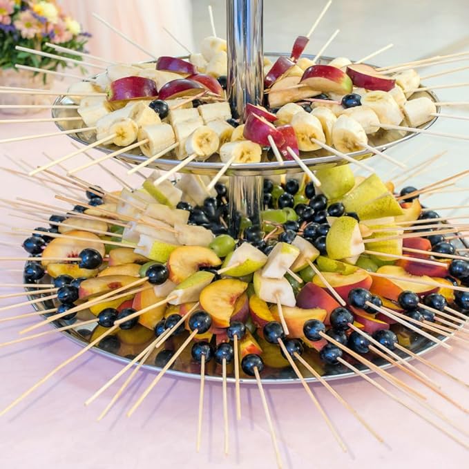 300 Pcs 16 inch Natural Bamboo Skewers, Φ=4mm, PEOUWNES Food Sticks for Appetiser, BBQ, Fruit，Cocktail, Grilling Kebabs, Bouquet, Chocolate Fountain, Corn Dog, Kitchen, Barbecue, Crafting and Party
