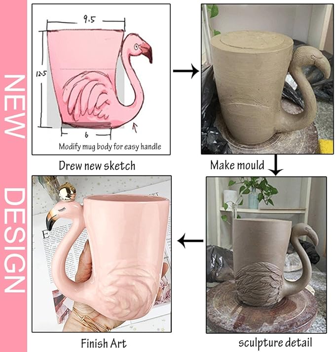 16 oz Cute Pink Coffee Mug Ceramic Flamingo Gift Unique Cups Mom Day Gift for Women Her Grandma Pretty Mug Funny Coffee Cup Funky Xmas Presents for Girlfriend Decorative Animal Decor Christmas Mugs