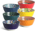KitchenTour Cereal Bowls Set of 6, 26 oz Ceramic Soup Bowls for Kitchen, 6.4 Inch Colorful Serving Bowls for Oatmeal, Salad, Pasta, Dessert - Microwave & Dishwasher Safe