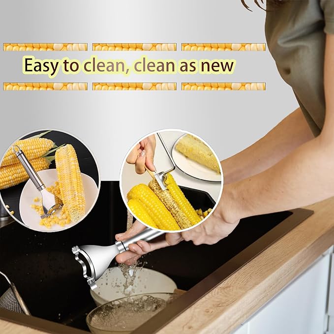 2 Pcs Corn Peeler Corn on the Cob Stripper Tool 304 Stainless Steel Corn Thresher with Ergonomic Handle Easy to Use Corn Peeler for Corn on the Cob Safe Durable Kitchen Tools