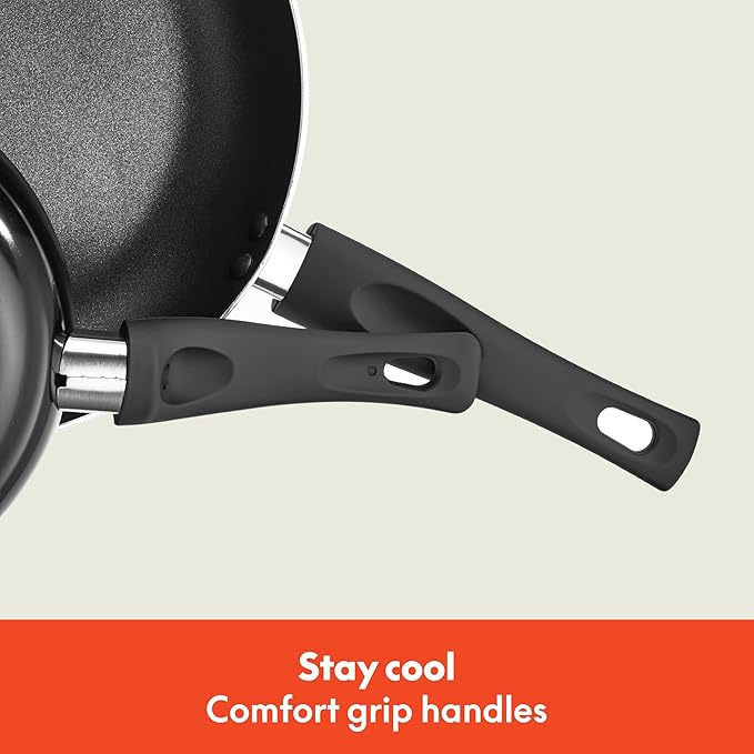 bella Cookware Set, 12 Piece Pots and Pans with Utensils, Nonstick PFOA Free Scratch Resistant Cooking Surface Compatible with All Stoves, Nylon and Aluminum, Black