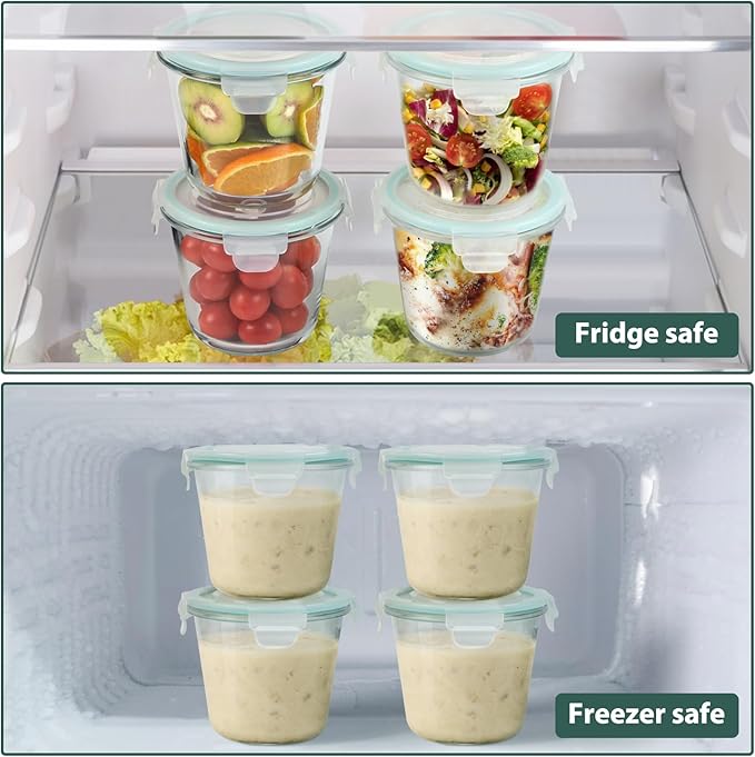 Freshmage 3 Cup Glass Soup Storage Containers with Lids (6 Sets), 23oz Glass Deli Container Heat-Resistant BPA-Free Airtight for feeding the Southern Starter, Microwave, Dishwasher, Freezer Safe