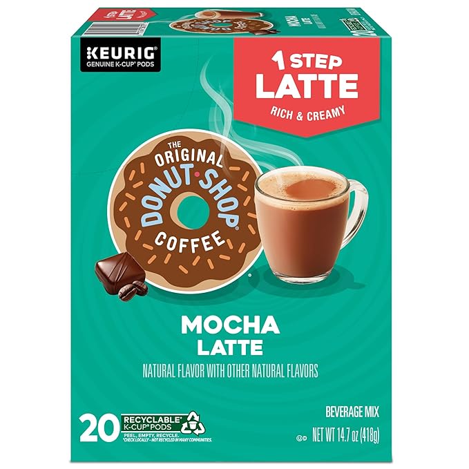 The Original Donut Shop Mocha One-Step Latte, Single Serve Coffee K-Cup Pod, Flavored Coffee, 20 Count (Pack of 2)