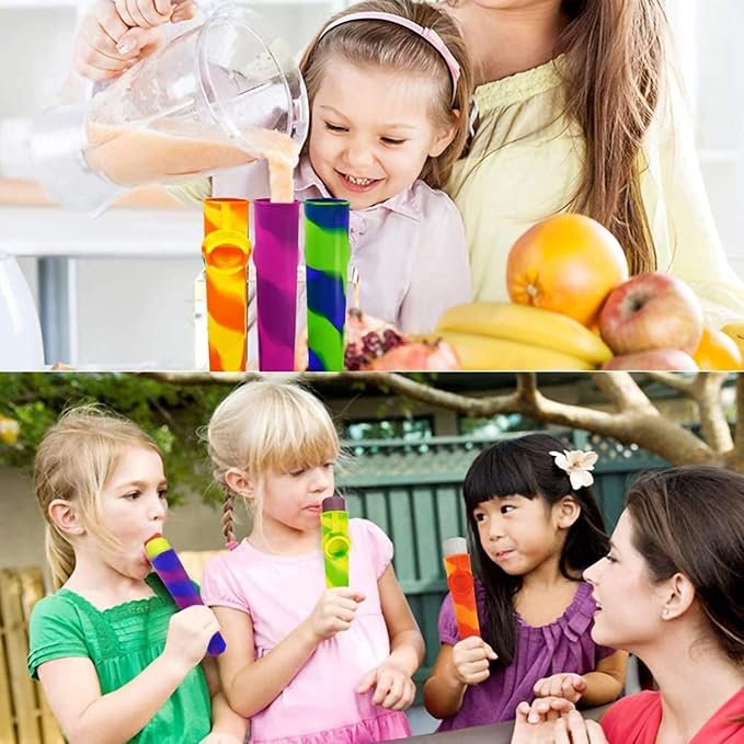 Popsicle Molds,6 Pieces Silicone Ice Pop Molds,Drip Free Popsicle Maker for Kids,BPA Free Freezer Tubes with Lids,For Snacks,Popsicle,Yogurt Sticks,Juice,Ice Candy Pops