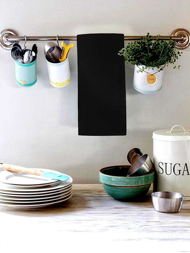 Urban Villa Kitchen Towels Set of 6 Halloween Dish Towels for Kitchen 100% Cotton Black Color Dish Cloths 20''X30'' Multi-Purpose Kitchen Hand Towels Highly Absorbent Kitchen Towels with Hanging Loop