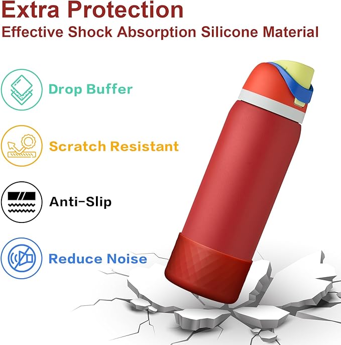 2PCS Silicone Water Bottle Boot for Owala 40oz, Protective Bottom Bumper Anti-Slip Sleeve for FreeSip, Twist, and Flip Stainless Steel Bottles, Dishwasher Safe and BPA Free