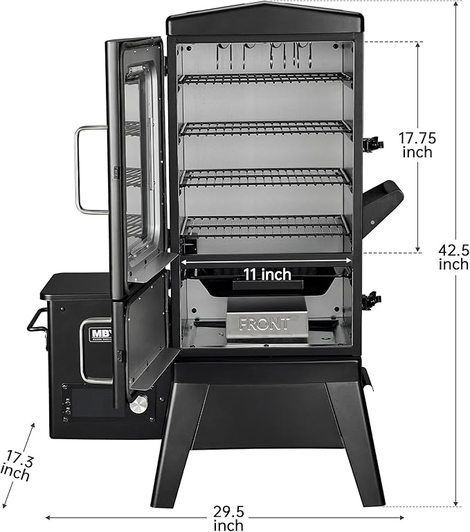 Electric Smoker with Cover & Meat Probe, Vertical 4-Rack Pellet BBQ Smoker Grill, 616 sq in Cooking Space, Digital LED Control for Outdoor Smoking Ribs, Brisket, Chicken & Sausage