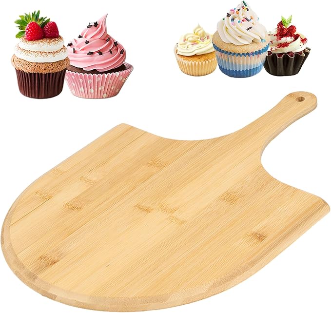 4Pack Natural Bamboo Pizza Spatula, Pizza Peel 11 Inch, Wooden Pizza Spatula Paddle Board for Home Pizza Cutting，Cheese, Bread,Fruit,Vegetable Oragaznie (4)