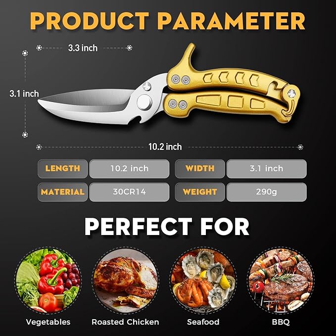 Poultry Shears, Germany Detachable Heavy Duty Kitchen Scissors With Knife Bottle Opener Gift Box, Multipurpose Kitchen Shears For Cooking Chicken Meat Turkey Thanksgiving Christmas Gifts for Men Women