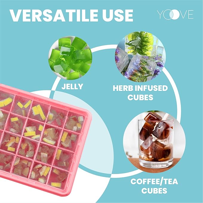 Ice Cube Tray With Lid & Bin | BPA Free Silicone Ice Cube Tray With Lid, Container & Tong | Stackable 36 Nugget Ice Tray for Freezer With Easy Release for Cocktails & Whisky,36 Mini Cubes
