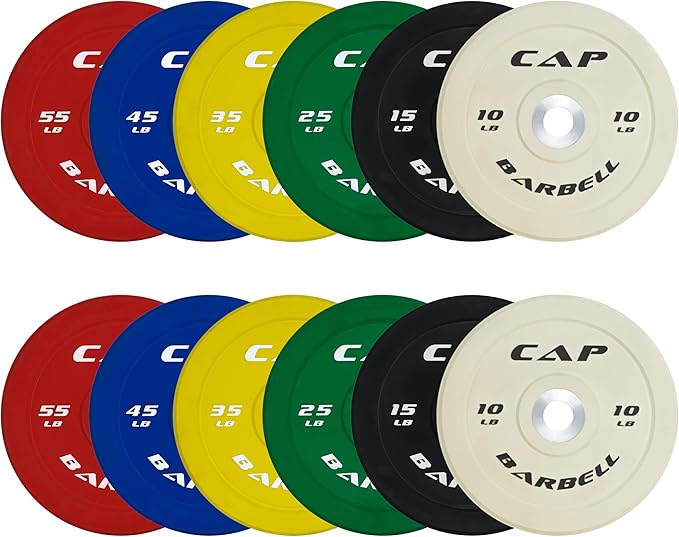 CAP Barbell 2-Inch Olympic Bumper Plate Weight Set with 6 Post Rack | 100-370 lbs | Multiple Options