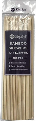 1600 Count | KingSeal Natural Bamboo Wood Grilling Skewers, 10 Inches x 3.0mm Diamter, for Shish Kebabs, BBQ, and Fruit Arrangements, Bulk Pack - 16 Packs x 100 Skewers