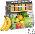 Magnetic Shelf for Fridge with Wood Lid, Fruit Potato and Onion Storage Bins, Pantry Organizers & Storage, Large Container Magnetic Spice Rack for Refrigerator, Kitchen Counter (Silver-gray, 1)