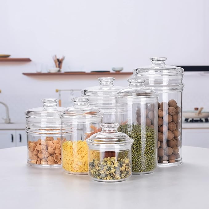 34oz Acrylic Storage Jar, Airtight Lid with Silicone Sealing Ring, Ideal Canister Container for Sugar, Tea, Spices, Herbs, Shells, Bath Salt, Christmas Decorative Apothecary Jars