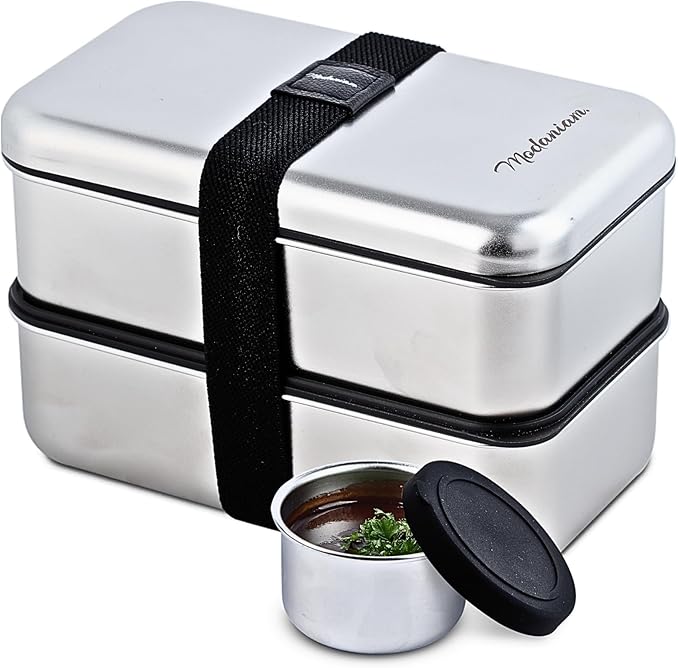 LEAK Proof Stackable Stainless Steel Bento Box |Stainless Steel Lunch Box Adult| Metal Bento box|Metal Japanese Lunch Container |large compartment| Korean bentobox| Non toxic|Microwave safe