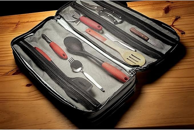 EVERPRIDE Chef Knife Bag Holds 20 Knives PLUS Large Zippered Compartment for Kitchen Tools – Durable, Large Knife Bag for Chefs – Knives Not Included