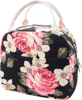 EurCross Floral Lunch Bag Classic for Women Girls, High Grade Cotton Canvas Insulated Lunch Box Bag Hold Bento Box or Round, Square and Uniquely Shaped Lunch Containers, Small Light Weight for Carry