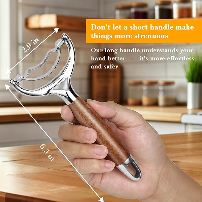 KULUNER Durable Stainless Steel Corn Peeler with Polished Wood Handle Corn on the Cob Stripper Kernel Remover Easy Use Corn Kernel Cutter Kitchen Gadget（Burma Teak）