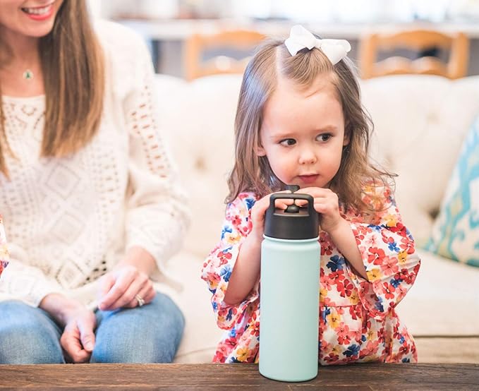 Simple Modern Kids Water Bottle with Straw Lid Vacuum Insulated Stainless Steel Metal Thermos Bottles | Reusable Leak Proof BPA-Free Flask for School | Summit Collection | 18oz, Deep Ocean Navy Blue