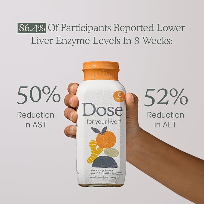 DOSE for Your Liver Cleanse Detox & Repair, Made with Organic Milk Thistle Supplement with Turmeric, Dandelion, Ginger, and Orange, Supports Healthy Liver Function,16oz Bottle, 3 Pack (3 Week Supply)