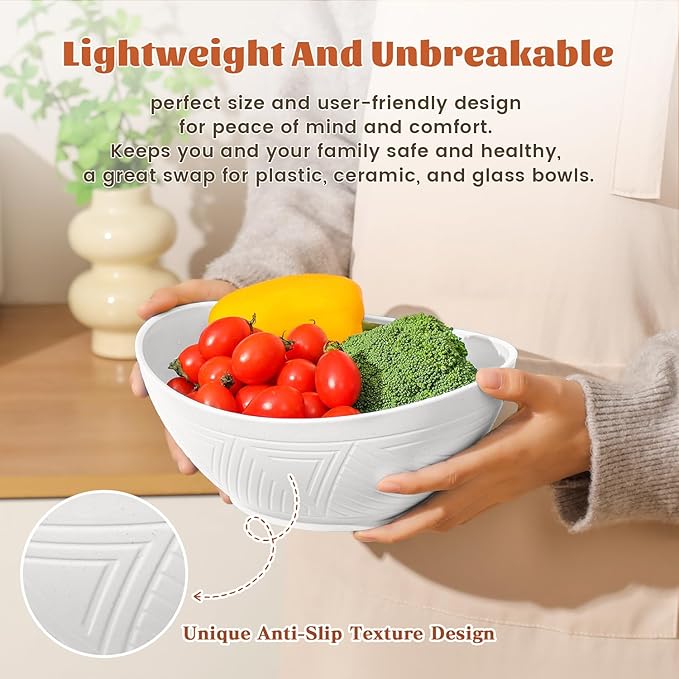 Homienly 9.6 inch Serving Bowls, Large Serving Dishes for Wedding Parties, 60 Oz for Salad, Side Dishes, Pasta, Oval Shape, Microwave & Dishwasher Safe, Set of 4, White