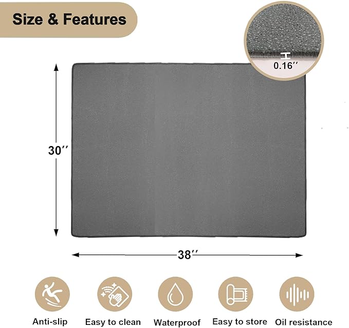 BBQ Grill Mat for Outdoor Grill, 38 x 30 inches Heavy Duty Thickened Under Grill Mats, Oil-Proof Waterproof Floor Protector for Deck and Patio