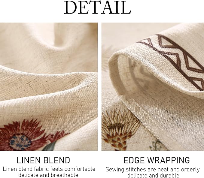 ISAENNE Designer Off White Linen Table Cloth for Rectangle Table,Floral Elegant Tablecloth,Stain Resistant Vintage Decor Tablecloths for Dining Thanksgiving Kitchen,55"*79"-Serenity G