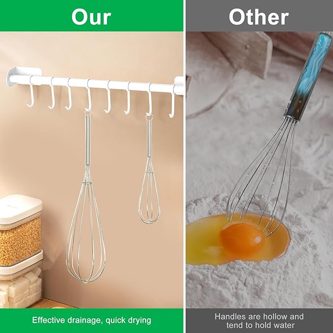 Whisks for Cooking Set, Stainless Steel Wisker for Baking, Blending, Rust-Proof Balloon Wire Whisker Egg Whisk Hand Mixers (8 in + 12 in, 2)