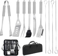 11Pcs Stainless Steel BBQ Grilling Accessories Set, Dad Gifts for Fathers Day Grilling Gifts,Portable Practical Grill Tools Utensils Kit with Storage Bag for Outdoor Grill Camping Backyard