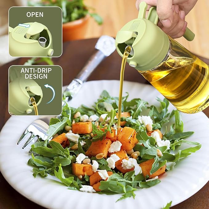 Oil Sprayer for Cooking, 2 In 1 Oil Dispenser and Oil Sprayer (Green)