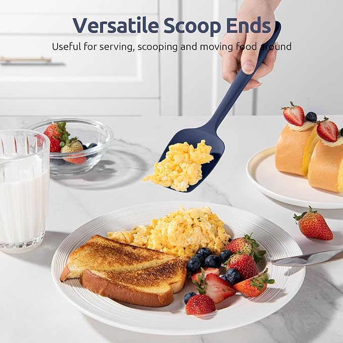 U-Taste Silicone Baking Spatula Set: 480ºF High Heat Resistant, Food Grade Flexible Rubber Kitchen Cooking Mixing Scraper, Food Grade Seamless Utensil for Nonstick Cookware Set of 3 (Midnight Blue)