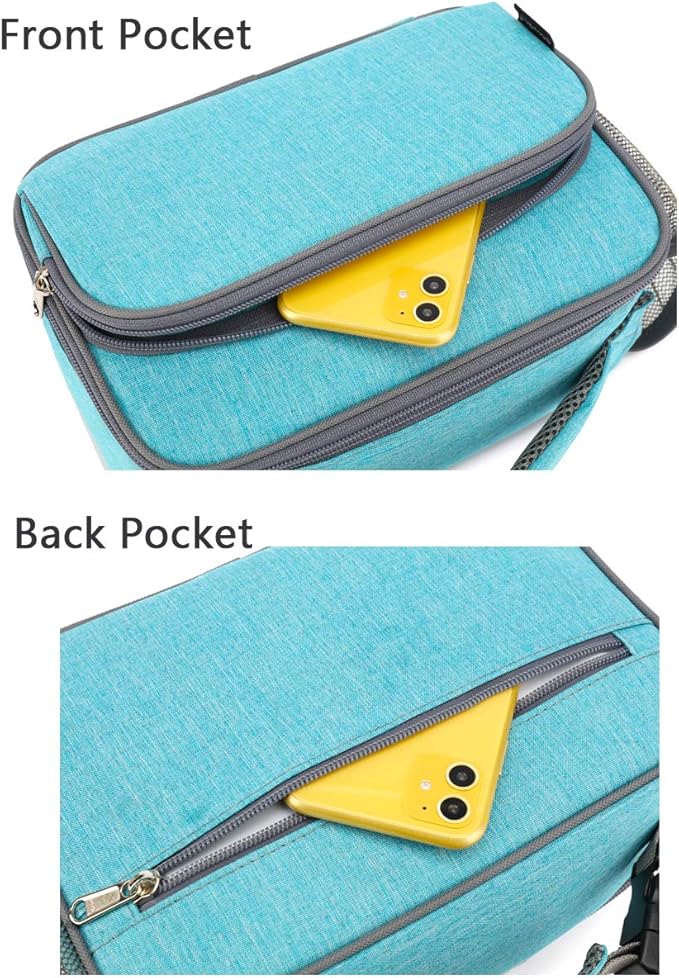 FlowFly Kids Lunch box Insulated Soft Bag Mini Cooler Back to School Thermal Meal Tote Kit for Girls, Boys, Sea Blue